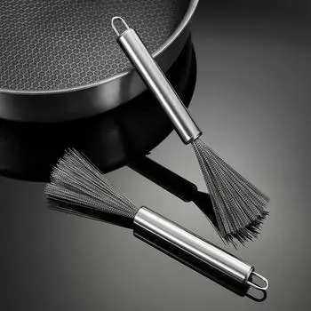 Щетка для мытья посуды из нержавеющей стали, щетка для сковородок с длинной ручкой, прочная металлическая щетка для чистки кастрюль 23.5CM