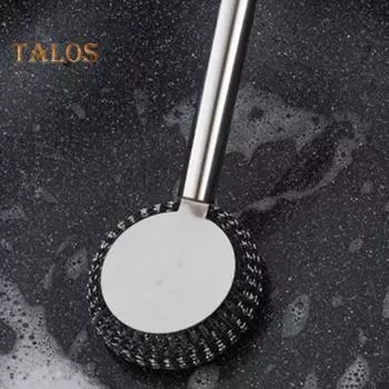 Щетка для мытья посуды из стальной проволоки с длинной ручкой, легко моется, прочная щетка для чистки кухонных принадлежностей, кастрюль, форм для выпечки B