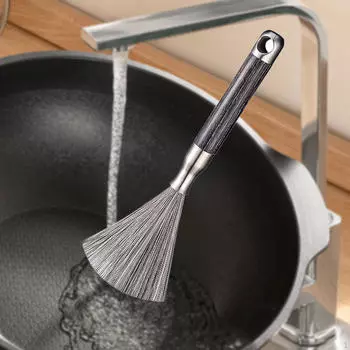 Щетка для мытья посуды с длинной ручкой, металлическая мочалка, для мытья посуды, для гриля, кастрюли, тарелок, сковородок, раковины