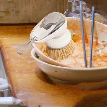 Щетка для мытья посуды с дозатором мыла для кухонной уборки Gray Steel wool