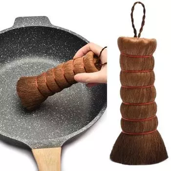 Щетка для мытья посуды со шнурком, подвесная эргономичная конструкция, щетка для мытья посуды из натуральной кокосовой пальмы, ежедневное использование коричневый