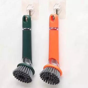 Щетка для мытья посуды Yousheng с дозатором мыла, длинная ручка, отверстие для подвешивания, кухонная щетка, сковородки, кастрюли, раковина, щетка с добавлением жидкости