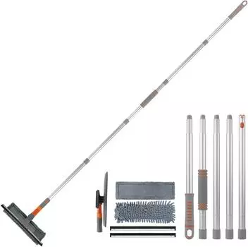 Щетка для мытья стекол, скребок для мытья окон, швабра, мягкая микрофибра, вращающаяся, удлиненная, 4-в-1, скребок для уборки пыли, бытовые чистящие средства