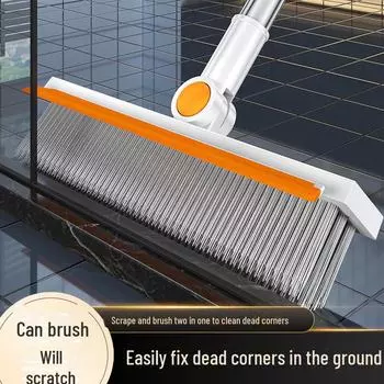 Щетка для мытья туалета и пола с длинной ручкой и скребком «два в одном» Splicing rod-floor brush