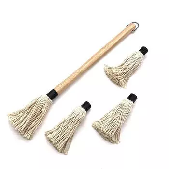 Щетка для наметки гриля, швабра для барбекю, швабра из натуральной древесины твердых пород, стильная щетка для барбекю, профессиональная щетка для барбекю, инструменты для барбекю бежевый