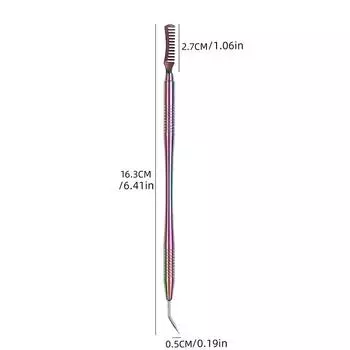 Щетка для ногтей из нержавеющей стали, расческа для чистки, наращивание ресниц, вспомогательное устройство для красоты ресниц, многофункциональный инструмент для ногтей 16.3cm