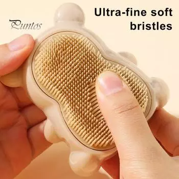 Щетка для ногтей с ручкой в форме мультяшного медведя, щетка для чистки ногтей для детей и взрослых, мягкая массажная щетка с щетиной бежевый