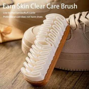 Щетка для обуви из 2 предметов, деревянная основа, мощная щетина, эргономичная ручка