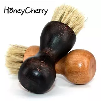 Щетка для обуви с ручкой из свиного волоса, маленькая кисть с эллипсом, мини-масляной тыквой чёрный