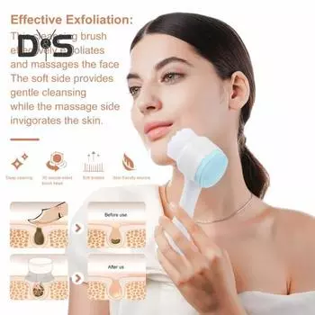 Щетка для очищения лица 2 в 1, двусторонняя силиконовая мягкая щетина, для снятия макияжа, отшелушивания, глубокой очистки пор, ручного умывания лица, скрабера для лица розовый