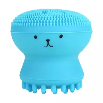 Щетка для очищения лица, отшелушивающая, удаляющая жир, массажная, медуза, осьминог, средство для мытья, синяя синий