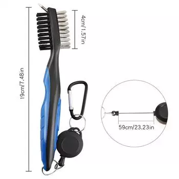 Щетка для очистки канавок для гольф-клубов, 2 фута, выдвижной алюминиевый карабин, легкий, стильный, легко крепится к сумке для гольфа чёрный