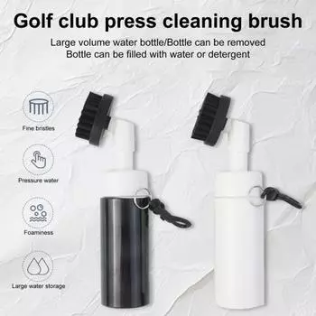 Щетка для очистки клюшек для гольфа Щетка для воды для гольфа с бутылкой-прессом 160 мл и выдвижным зажимом черный белый