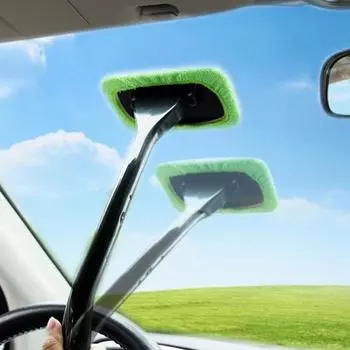 Щетка для очистки лобового стекла автомобиля, инструмент для очистки лобового стекла, 16-дюймовая щетка для мытья окон с 5 многоразовыми салфетками из микрофибры темно-синий