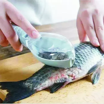 Щетка для очистки рыбьей кожи, щетка для рыбной чешуи, терки для быстрого удаления ножа для очистки рыбы, овощечистка, скребок для снятия чешуи с ножевым устройством синий