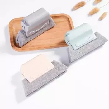 Щетка для окон, простая в использовании канавка, изысканная пластиковая щетка для чистки дверей для кухни светло-серый