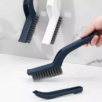 Щетка для пазов с жесткой щетиной, длинной ручкой, подвесное отверстие, многофункциональная щетка для чистки дорожек для дверей, окон, щетка для чистки плитки в ванной комнате, щетка для чистки зазоров в полу синий