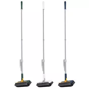 Щетка для плитки 3 в 1, вращающаяся на 180 ° длинная ручка, многоразовая для плиточного пола в ванной комнате темно-зеленого