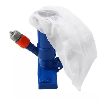 Щетка для подводной чистки бассейна с вакуумной струей и ручкой-зажимом Сумка на шнурке удаляет мусор из углов синий