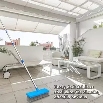 Щетка для пола из нержавеющей стали с длинной ручкой Прочная скребок для пола Эргономичная угловая проволочная щетка для чистки 20cm