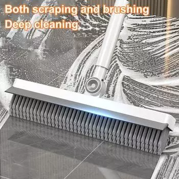 Щетка для пола с длинной ручкой, вращающаяся на 360 градусов головка швабры, эргономичный дизайн, щетка для мытья полов 3 в 1, инструмент для чистки серый