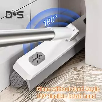 Щетка для пола с длинной ручкой, вращающаяся на 360 градусов головка швабры, эргономичный дизайн, щетка для мытья полов 3 в 1, инструмент для чистки серый