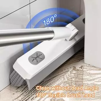 Щетка для пола с длинной ручкой, вращающаяся на 360 градусов головка швабры, эргономичный дизайн, щетка для мытья полов 3 в 1, инструмент для чистки серый