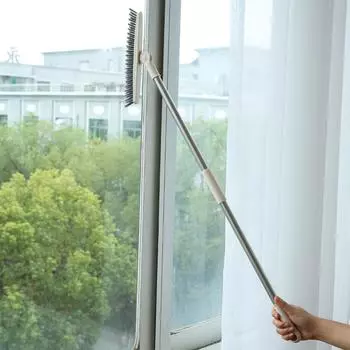 Щетка для пола с длинной ручкой, жесткая щетина для удаления мертвых углов, зазоры в керамической плитке, бытовые инструменты для чистки ванной комнаты, щетки для пола в ванной комнате Free Size бежевый