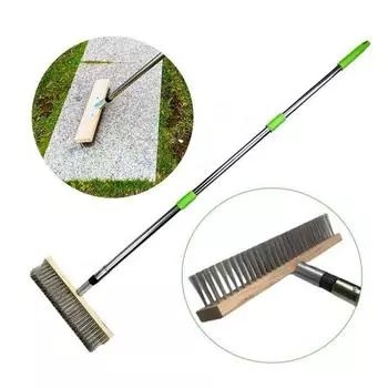 Щетка для пола с металлической щетиной, проволочная щетка из нержавеющей стали с длинной ручкой