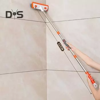 Щетка для пола с телескопической ручкой, эргономичный дизайн, щетка для мытья полов 2 в 1, многофункциональный инструмент для уборки оранжевый