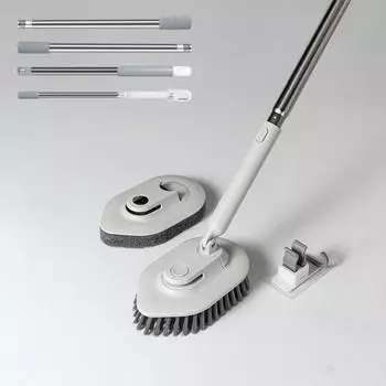 Щетка для пола в ванной комнате, пол с жесткой щетиной, длинная ручка, щетка для мытья стен, щетка для унитаза, плитка, мертвый угол, треугольная вращающаяся щетка с щетиной Free Size белый