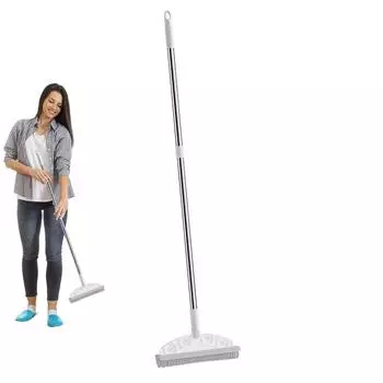 Щетка для пола в ванной комнате, щетка для чистки плитки, регулируемая щетка для пола, щетка для чистки щетиной с удлиненной ручкой для синий