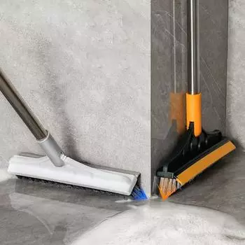 Щетка для пола, выдвижная длинная ручка, пластиковая V-образная щетина, скруббер для затирки, бытовые принадлежности серый белый