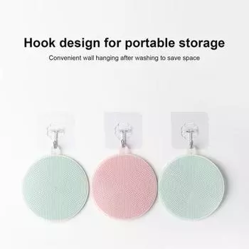 Щетка для посуды Силиконовая щетка для чистки чаши для посуды Двусторонняя термостойкая губка для мытья посуды Очиститель кухонной кастрюли Моющий инструмент с отверстием для подвешивания B зелёный