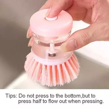 Щетка для посуды Жидкостный прессовый тип Щетка для чистки кухни Бытовая чистящая щетка для гаджета Щетка для чистки кастрюли Кухонные аксессуары розовый