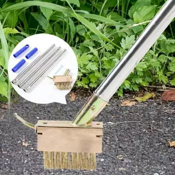 Щетка для прополки 2-в-1, телескопическая длинная ручка, плотная и жесткая проволочная щетина, щелевая брусчатка, патио
