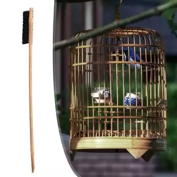 Щетка для птичьей клетки с длинной ручкой Деревянная щетка для чистки клетки для попугаев Товары для домашних животных Очиститель оборудования для птиц чёрный