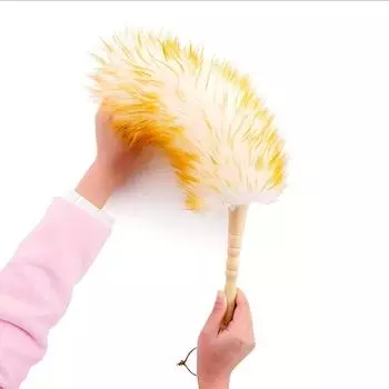 Щетка для пыли из овечьей шерсти с деревянной ручкой, 1 шт., очиститель пыли, щетка из натуральных перьев, 1pc