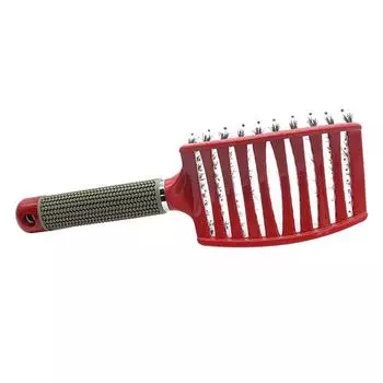 Щетка для распутывания волос Ramidos Enhancer, черная, зеленая, из натуральной щетины кабана One Size красный