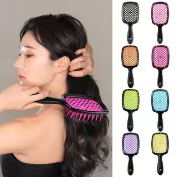 Щетка для распутывания волос с полой эргономичной ручкой, массаж головы для женщин и девочек, влажная и сухая, длинные вьющиеся, пушистые, расческа для укладки волос, парикмахерский инструмент L