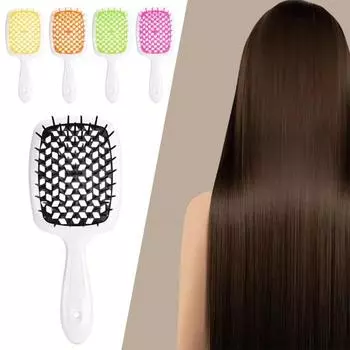 Щетка для распутывания волос с полой эргономичной ручкой, массаж головы для женщин и девочек, влажная и сухая, длинные вьющиеся, пушистые, расческа для укладки волос, парикмахерский инструмент H