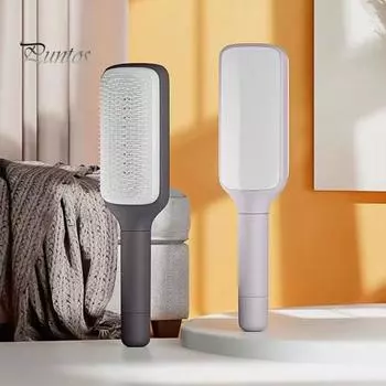 Щетка для распутывания волос, выдвижная мягкая щетина, вращающаяся ручка, массаж головы для женщин и девочек, влажная сухая длинная вьющаяся пушистая расческа для укладки волос фиолетовый