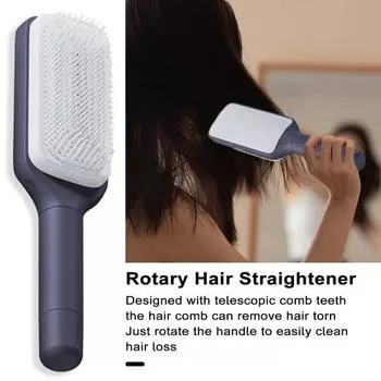 Щетка для распутывания волос, выдвижная мягкая щетина, вращающаяся ручка, массаж головы для женщин и девочек, влажная сухая длинная вьющаяся пушистая расческа для укладки волос серый
