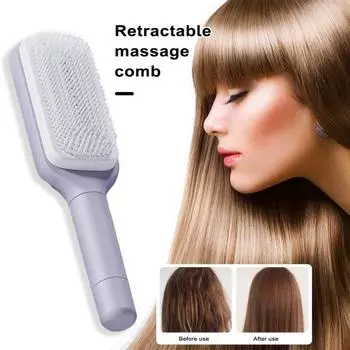 Щетка для распутывания волос, выдвижная мягкая щетина, вращающаяся ручка, массаж головы для женщин и девочек, влажная сухая длинная вьющаяся пушистая расческа для укладки волос фиолетовый
