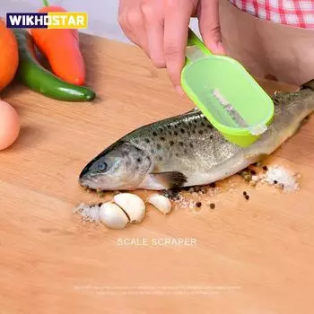 Щетка для рыбьей кожи, щетка для рыбной чешуи, домашняя кухня, инструменты для морепродуктов, соскабливание, терки для рыбной чешуи, овощечистка для рыбы с ножевым устройством чёрный