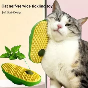 Щетка для самостоятельного груминга кошек с шариками кошачьей мяты Успокаивающий массаж Настенный уголок Когтеточка для кошек Простая установка Массажные расчески Длинная короткая меховая игрушка для котят