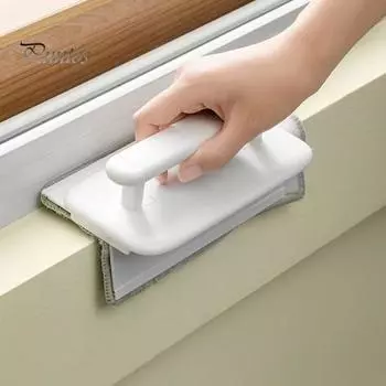 Щетка для щелей с салфеткой из микрофибры, многофункциональный дизайн, многоразовая щетка для чистки дверей и окон, инструмент для чистки белый