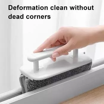 Щетка для щелей с салфеткой из микрофибры, многофункциональный дизайн, многоразовая щетка для чистки дверей и окон, инструмент для чистки