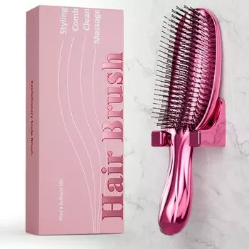 Щетка для шампуня, щетка для волос, щетка для кожи головы, антистатическая расческа для волос S, массаж головы, официальная книга красоты и настенный кронштейн в комплекте. (розовый)