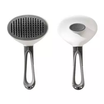 Щетка для собак и кошек, удаление шерсти, круглая головка, бусина, штифт, одно нажатие, безопасная для кожи, удобное хранение, щетка для домашних животных, длинная шерсть, короткая шерсть, пуходерка серый